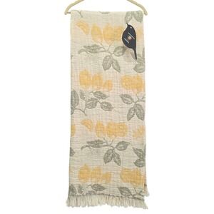 Piscatextil Lemon Print Cotton Throw Blanket 50x70 Yellow Green Made in Portugal